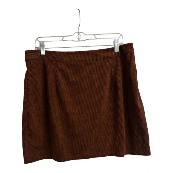 Brown Corduroy Pencil Skirt - Picture 3 of 7